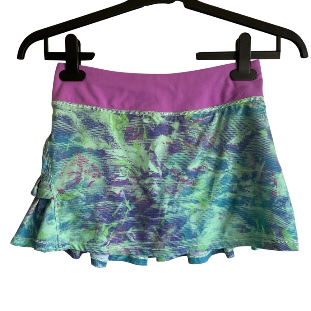 IVIVVA‎ Lululemon 10 Set the Pace Pleated Skirt Skort Purple Blue Green Size 12